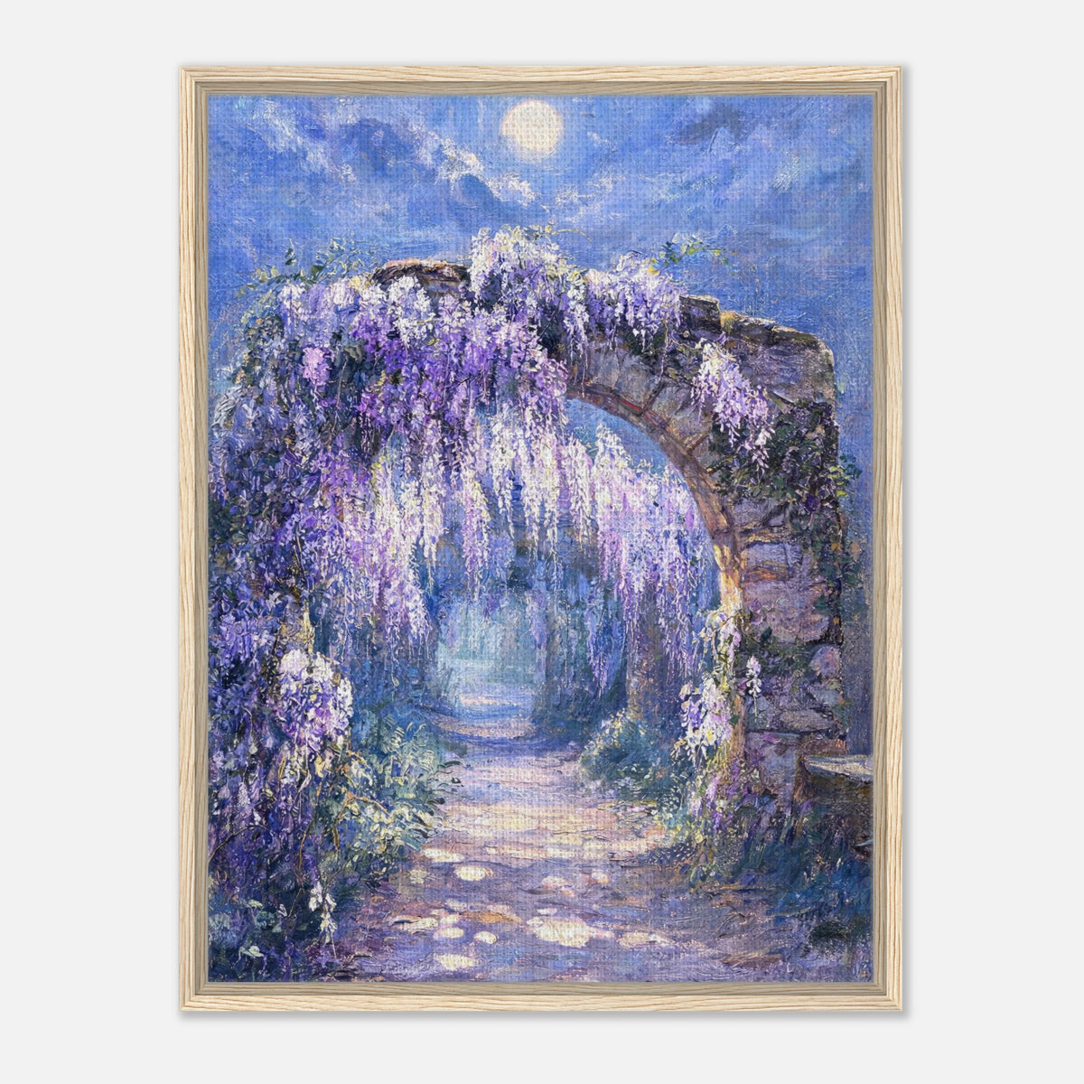 Moonlit Wisteria Stone Arch Impressionist Art Print
