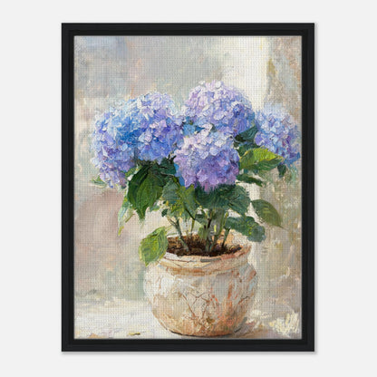 Blue Hydrangeas in Rustic Pot Impressionist Art Print