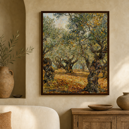 Sunlit Olive Grove Impressionist Art Print