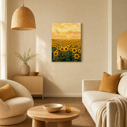 Glowing Sunflower Meadow Canvas Wall Art