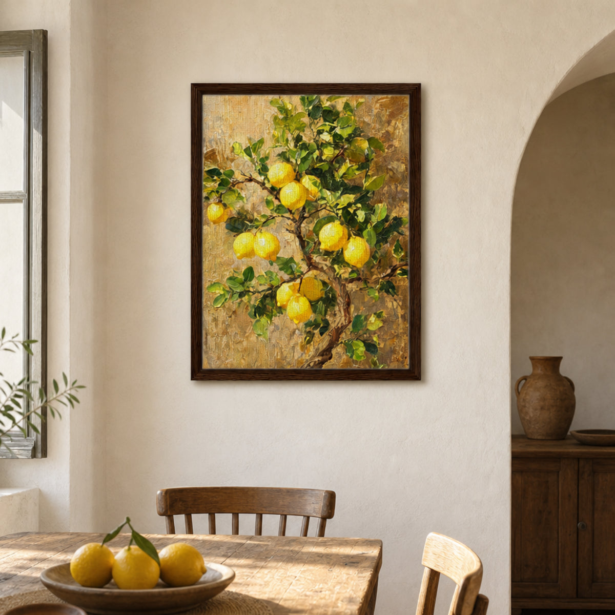 Sunlit Lemon Tree & Mediterranean Orchard Impressionist Art Print
