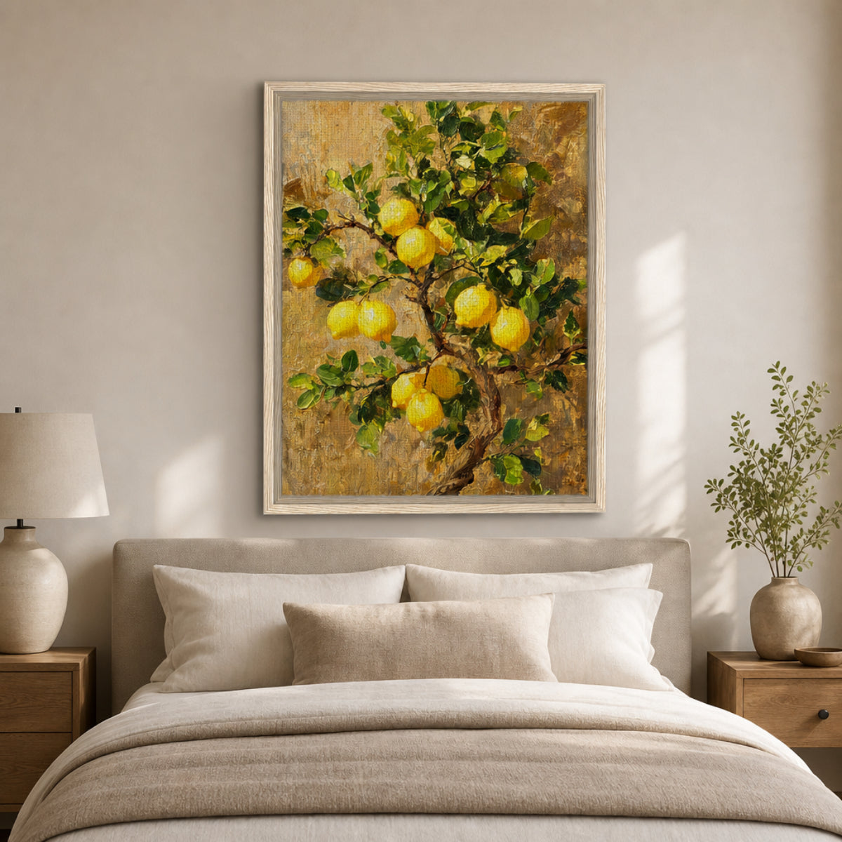 Sunlit Lemon Tree & Mediterranean Orchard Impressionist Art Print
