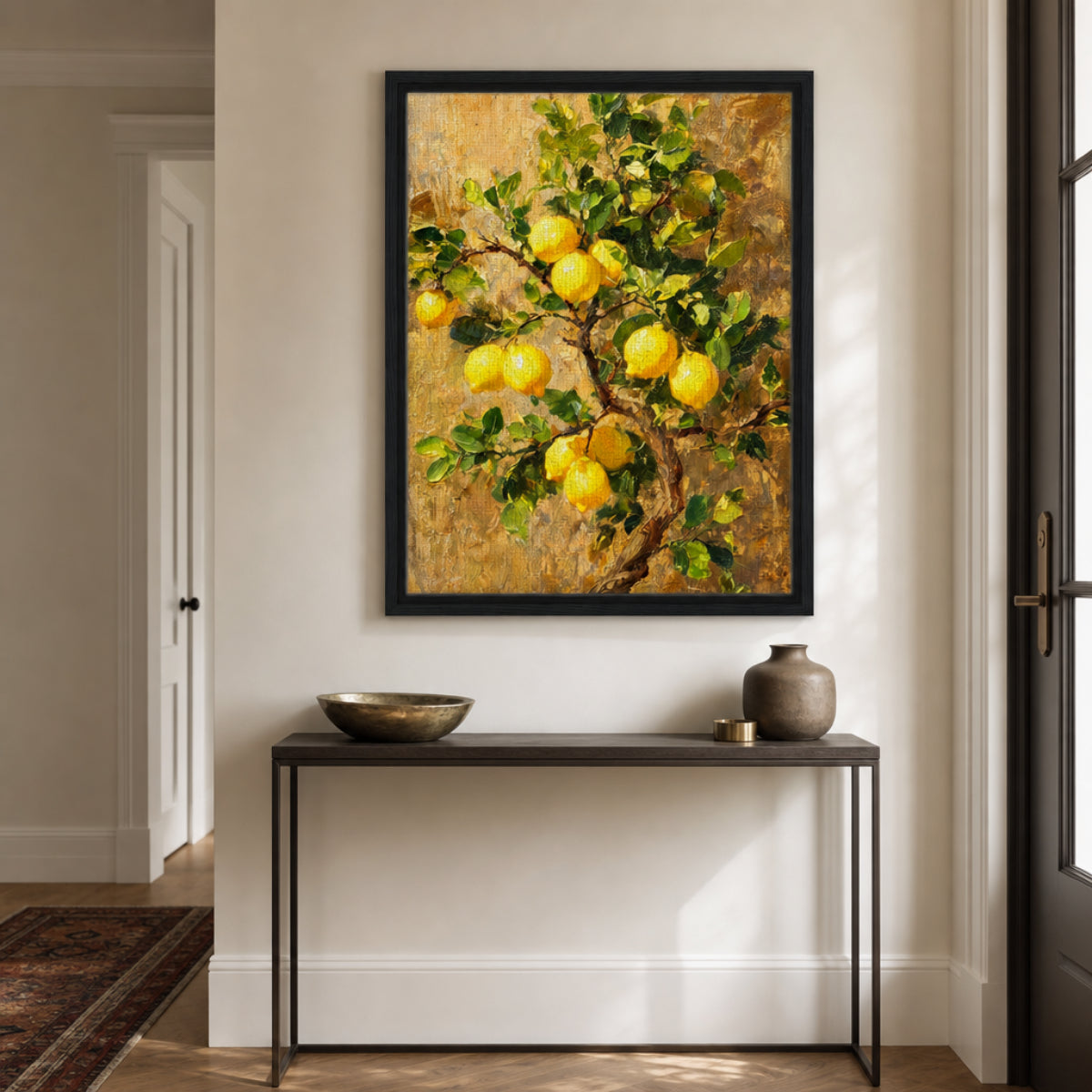Sunlit Lemon Tree & Mediterranean Orchard Impressionist Art Print