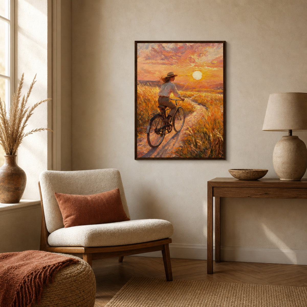Sunset Bicycle Ride Framed Fine Art Print