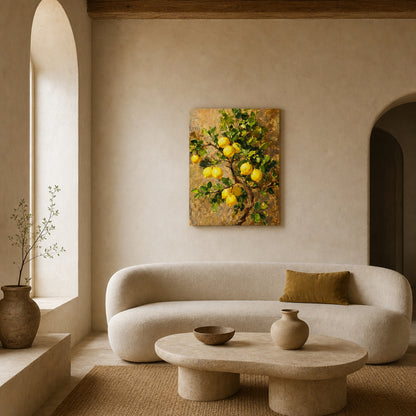 Impressionist Lemon Tree Branch Canvas Wall Art