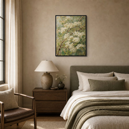Impressionist White Blossom Branch Framed Art Print
