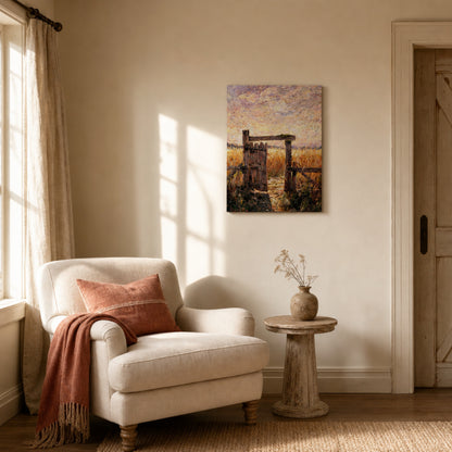 Countryside Wooden Gate Framed Canvas Art
