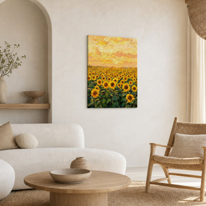 Glowing Sunflower Meadow Canvas Wall Art