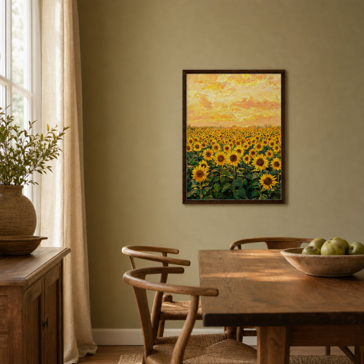 Glowing Sunflower Meadow Framed Canvas Art