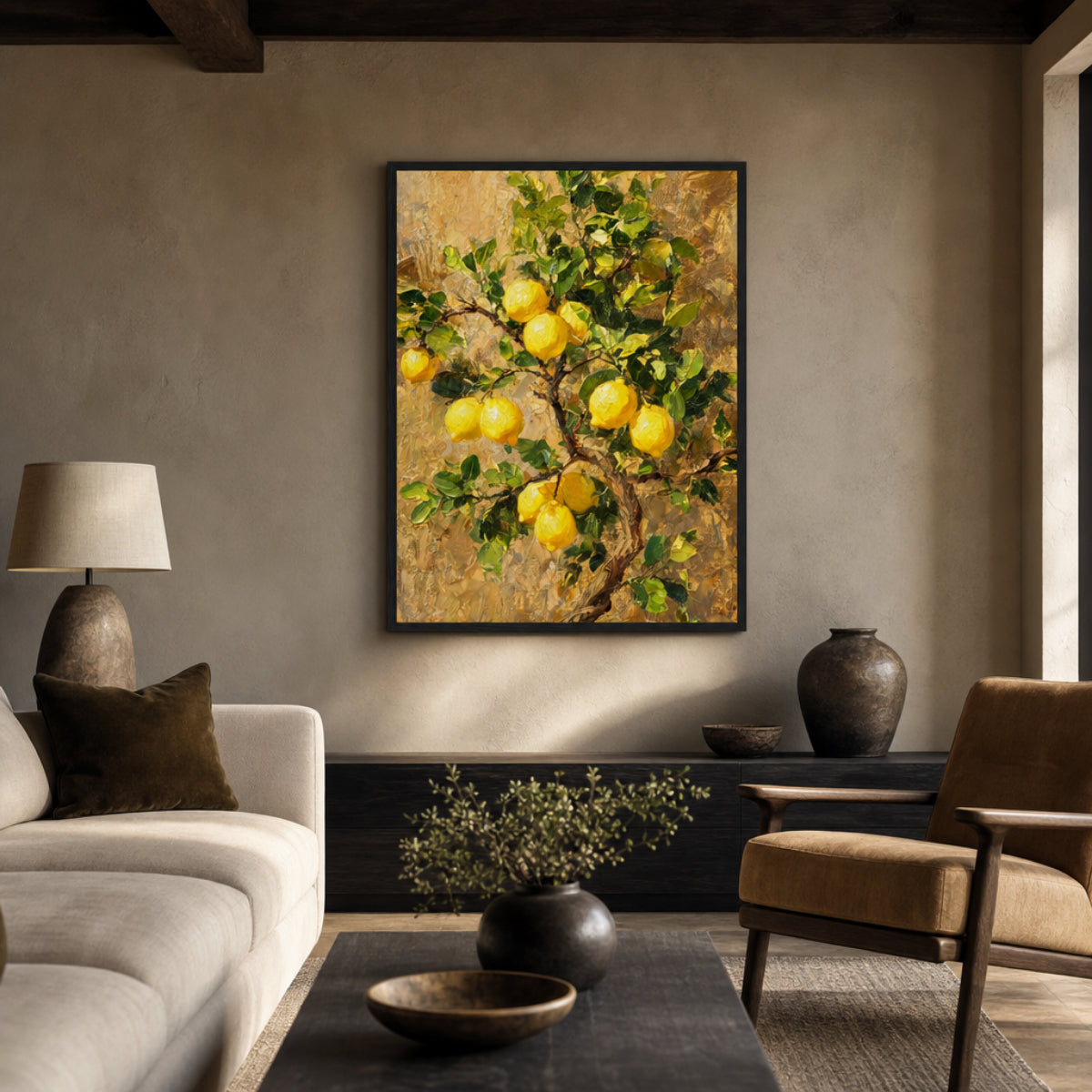 Impressionist Lemon Tree Branch Framed Art Print