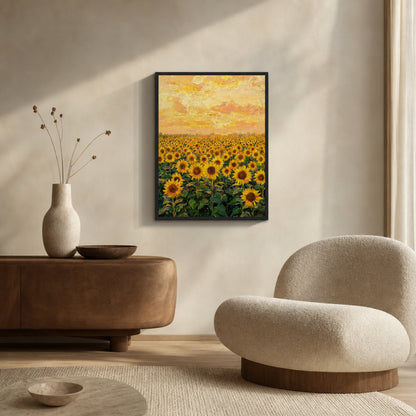 Golden Sunflower Field Framed Fine Art Print