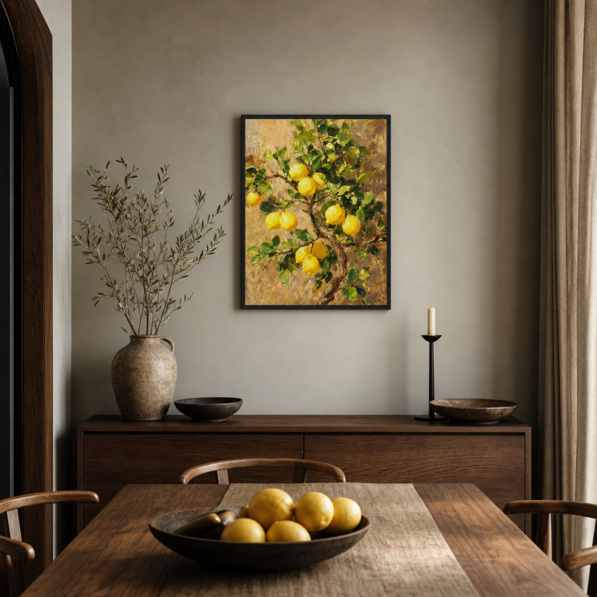 Impressionist Lemon Tree Branch Framed Art Print