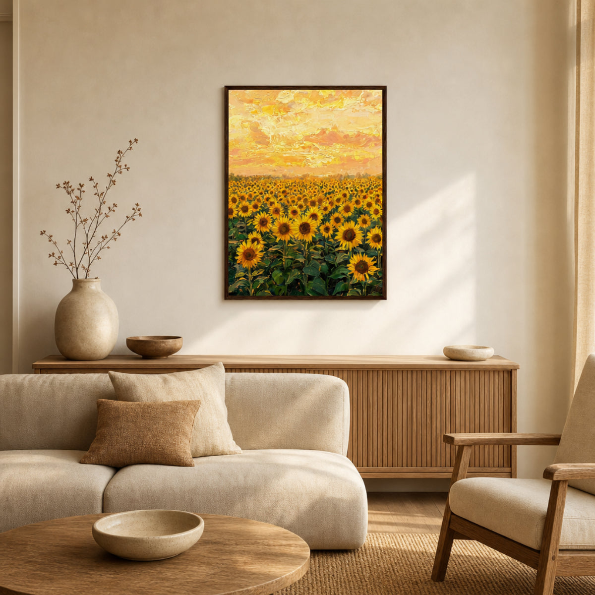 Golden Sunflower Field Framed Fine Art Print