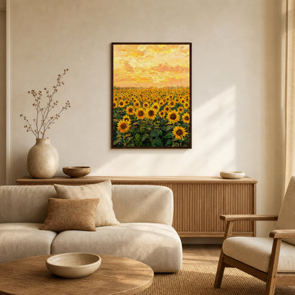 Golden Sunflower Field Framed Fine Art Print