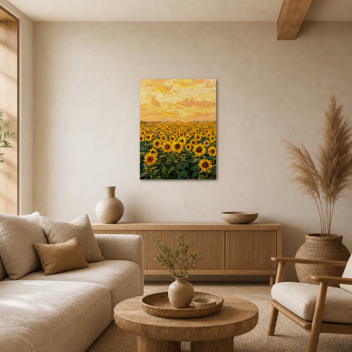 Glowing Sunflower Meadow Canvas Wall Art