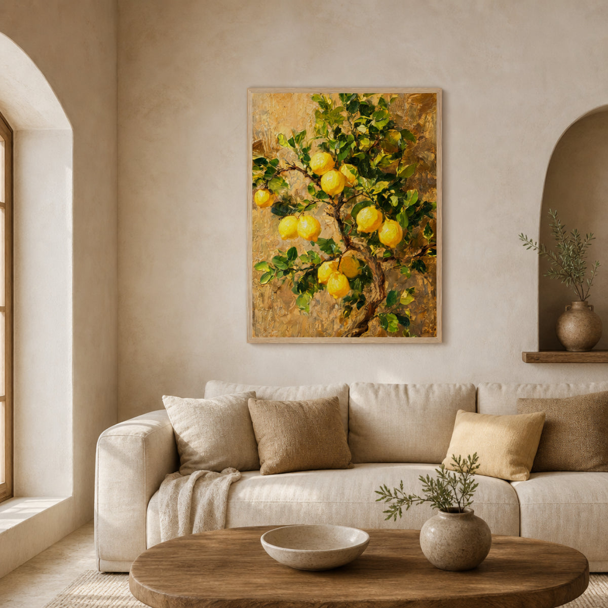 Impressionist Lemon Tree Branch Framed Art Print