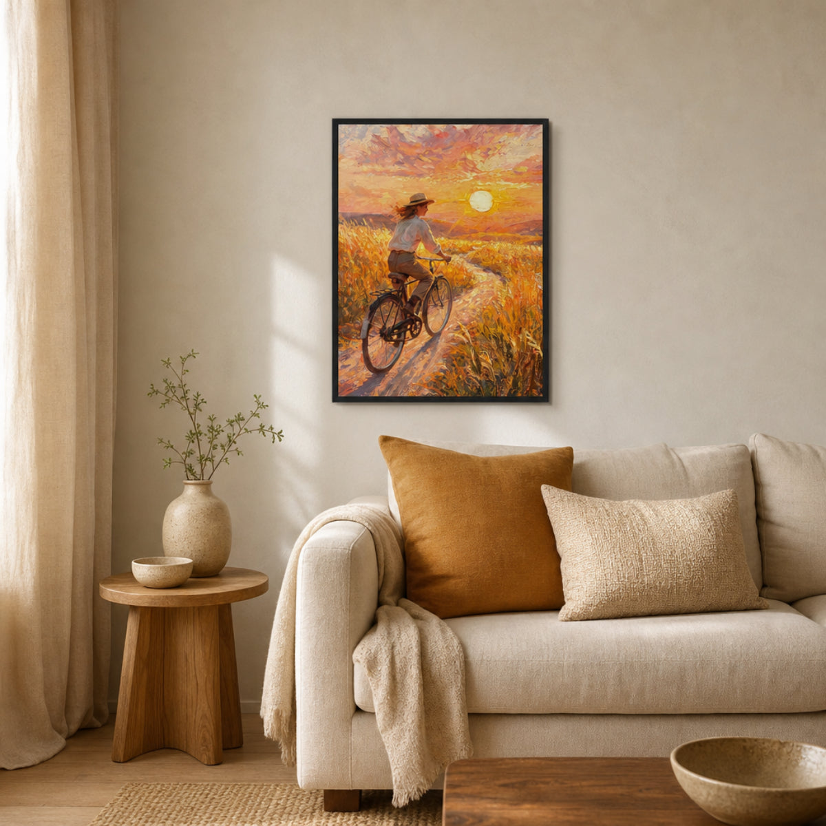 Sunset Bicycle Ride Framed Fine Art Print