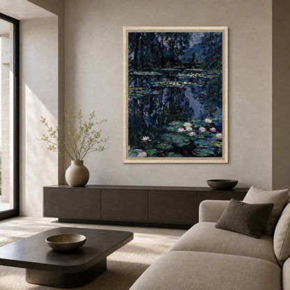 Nocturne Water Lilies & Dark Pond Impressionist Art Print