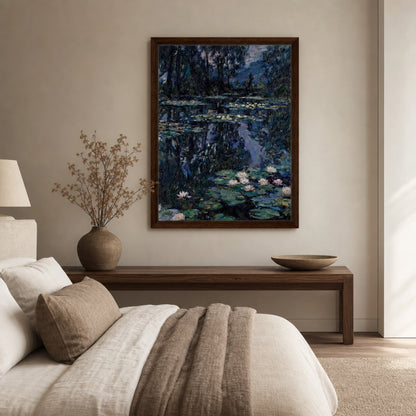 Nocturne Water Lilies & Dark Pond Impressionist Art Print