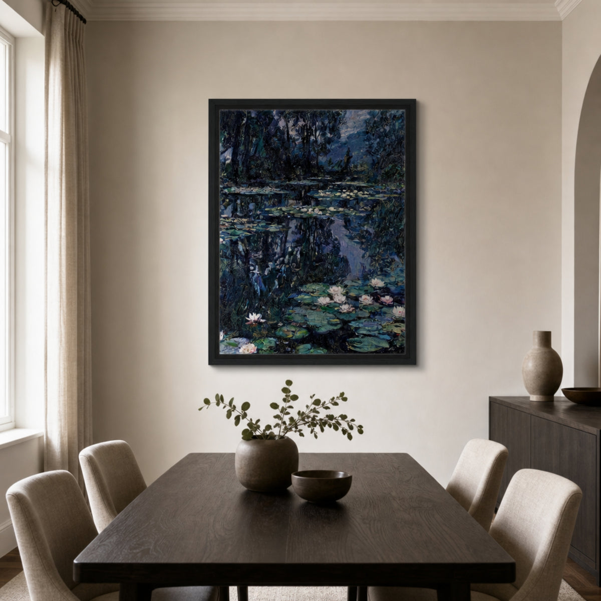 Nocturne Water Lilies & Dark Pond Impressionist Art Print