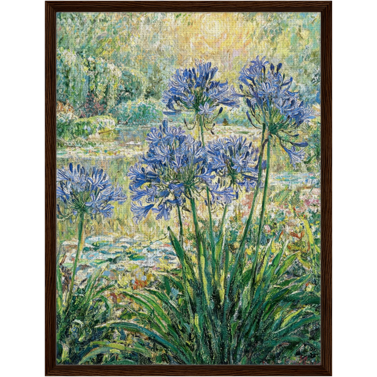 Sunlit Agapanthus Garden Framed Canvas | Vintstep