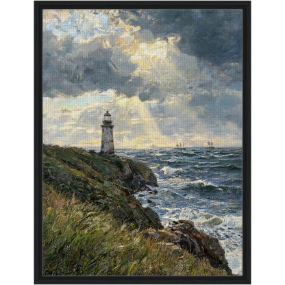 Framed Lighthouse Seascape Canvas | Atmospheric Maritime Decor