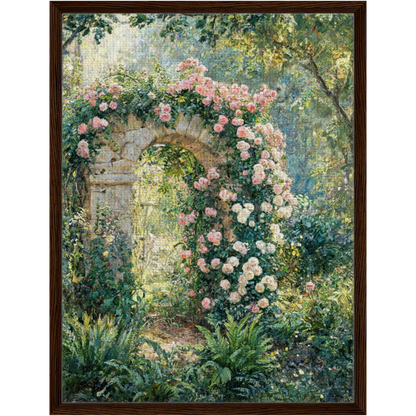 Rose-Covered Stone Arch Framed Canvas | Vintstep