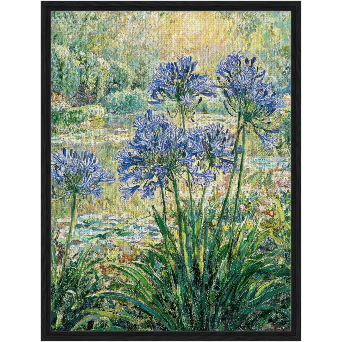 Sunlit Agapanthus Garden Framed Canvas | Vintstep