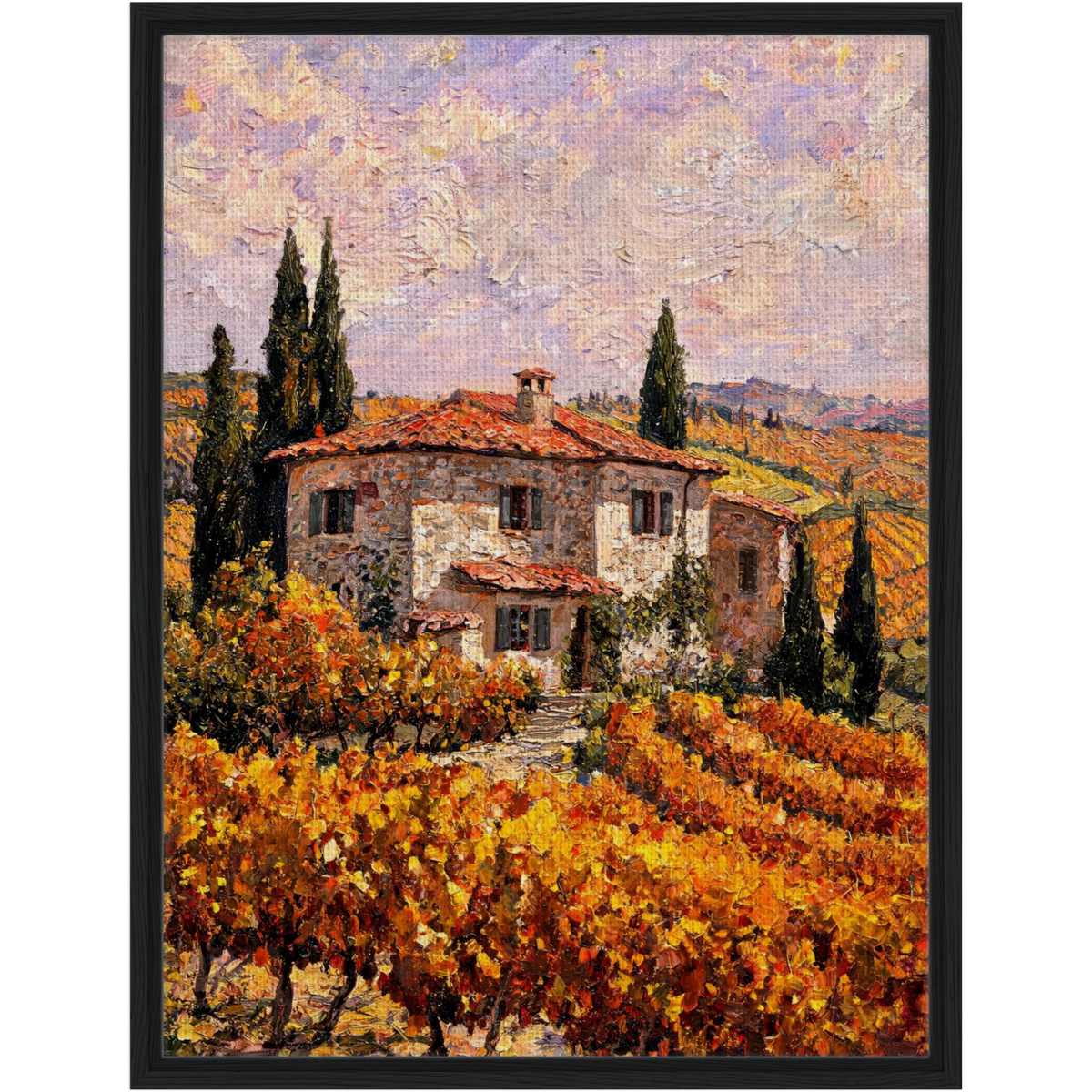 Tuscan Villa Vineyard Framed Canvas Wall Art | Gallery Style Decor