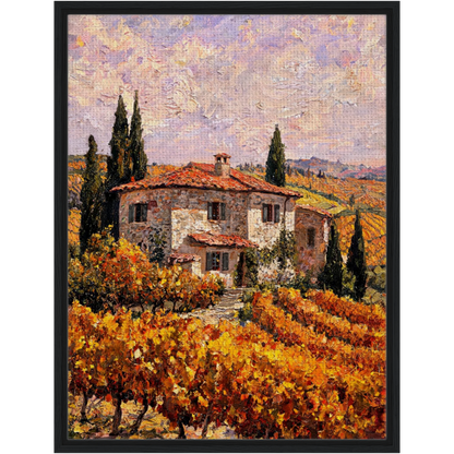 Tuscan Villa Vineyard Framed Canvas Wall Art | Gallery Style Decor