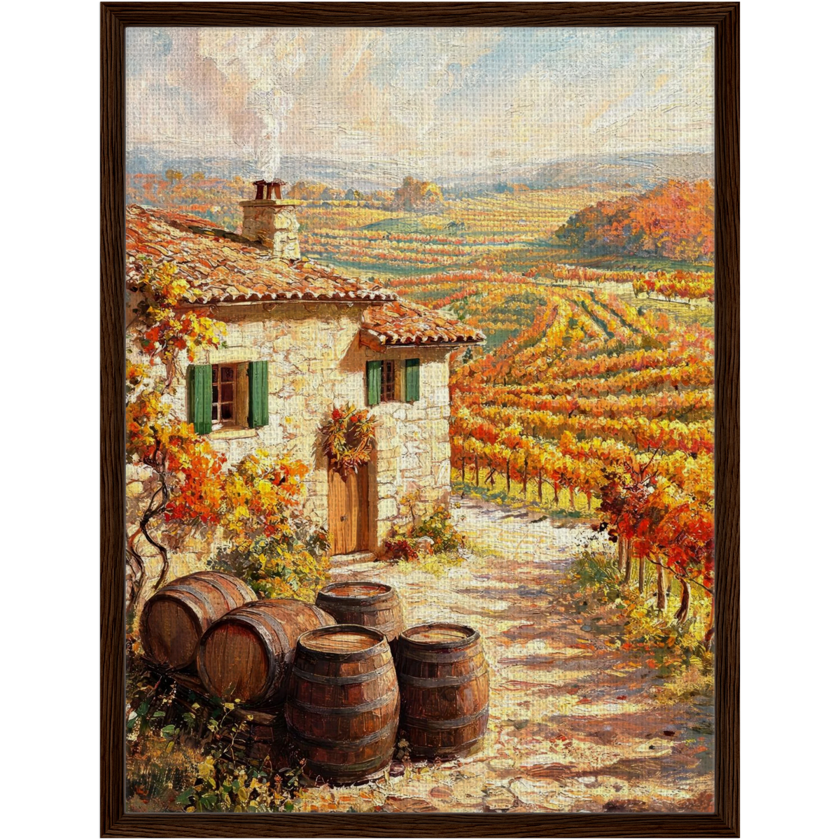 Provence Vineyard Cottage Framed Canvas Wall Art | Gallery Style Decor