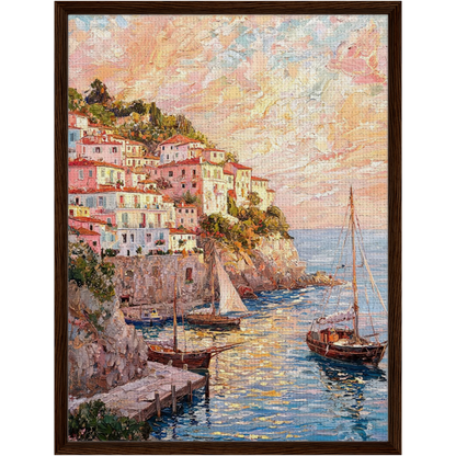 Framed Seaside Horizon Canvas | Luxury Vintage Coastal Impressionist Art