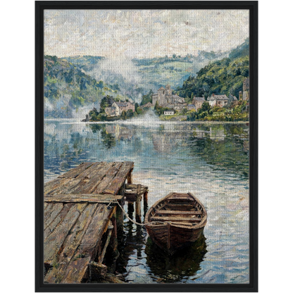 Framed Vintage Lakeside Landscape Canvas | Modern Classic Home Decor