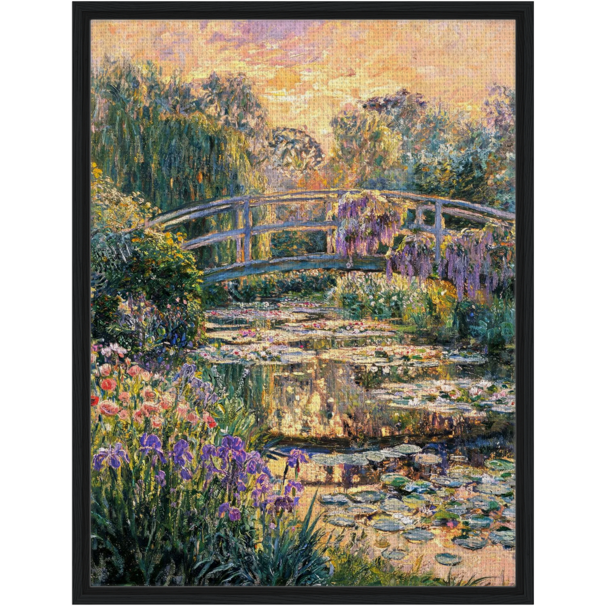 Japanese Bridge at Sunset Framed Canvas | Vintstep