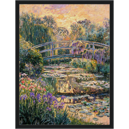 Japanese Bridge at Sunset Framed Canvas | Vintstep