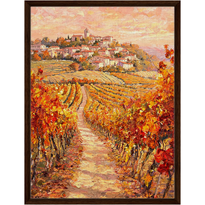 Hilltop Village Vineyard Framed Canvas Wall Art | Gallery Style Decor