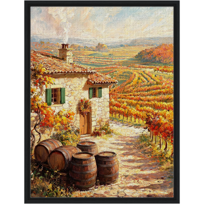Provence Vineyard Cottage Framed Canvas Wall Art | Gallery Style Decor