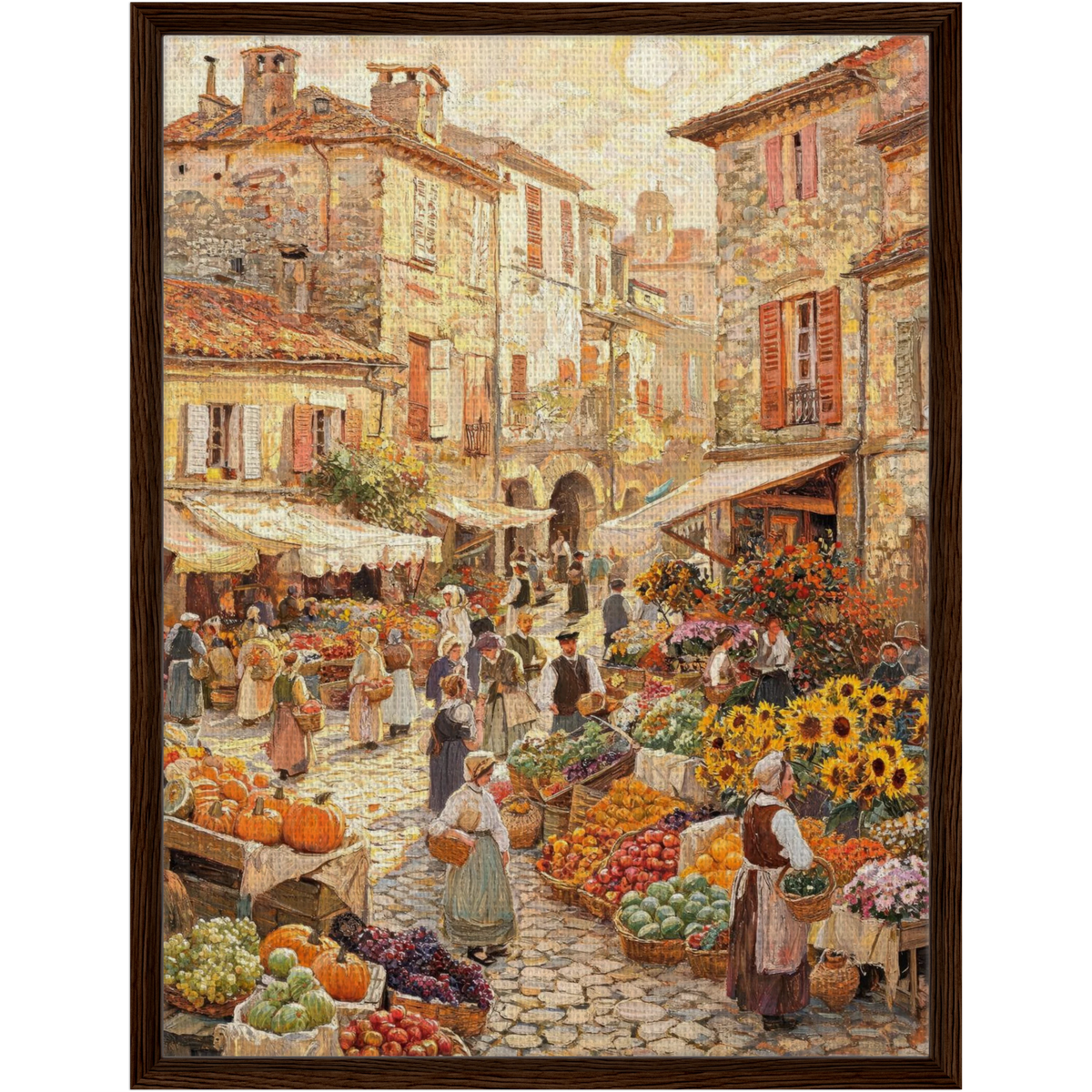 European Village Market Framed Canvas Wall Art | Gallery Style Decor