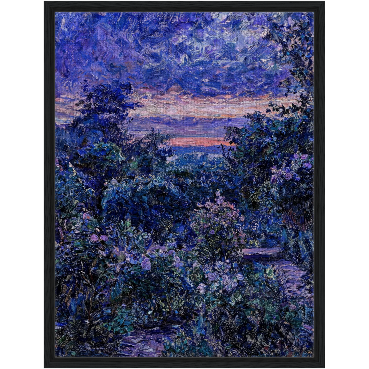 Midnight Twilight Garden Framed Canvas | Vintstep