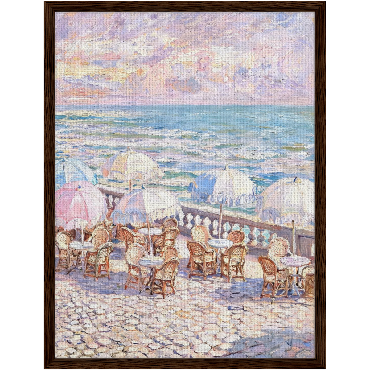 Framed Coastal Terrace Canvas | French Riviera Wall Art