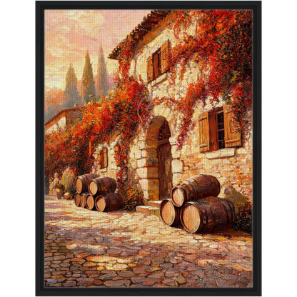 Autumn Stone Cottage Framed Canvas Wall Art | Gallery Style Decor