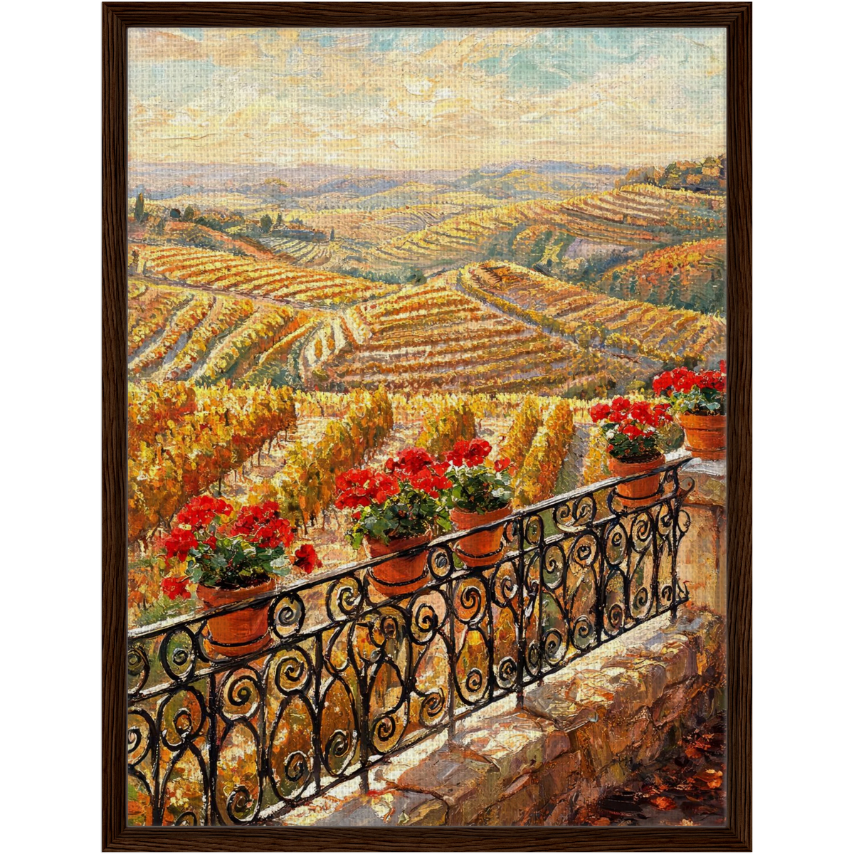 Vineyard Balcony Framed Canvas Wall Art | Gallery Style Decor