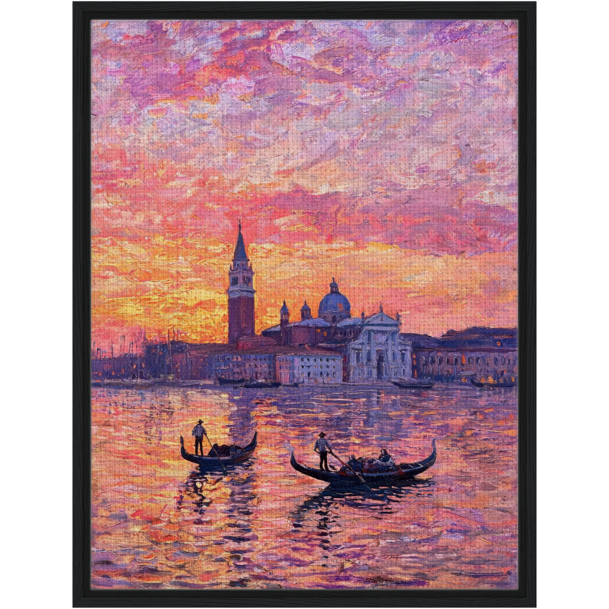 Framed Venetian Sunset Canvas | Romantic Venice Wall Art Decor