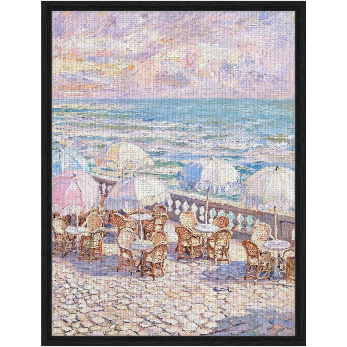 Framed Coastal Terrace Canvas | French Riviera Wall Art