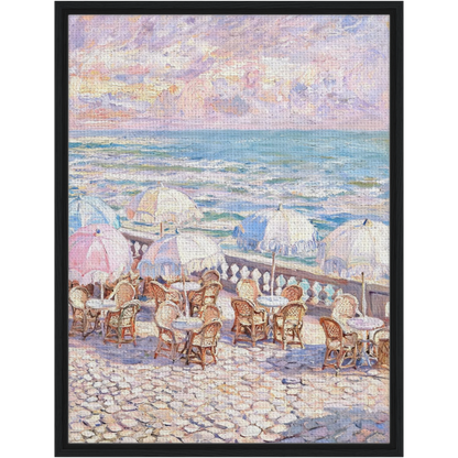 Framed Coastal Terrace Canvas | French Riviera Wall Art