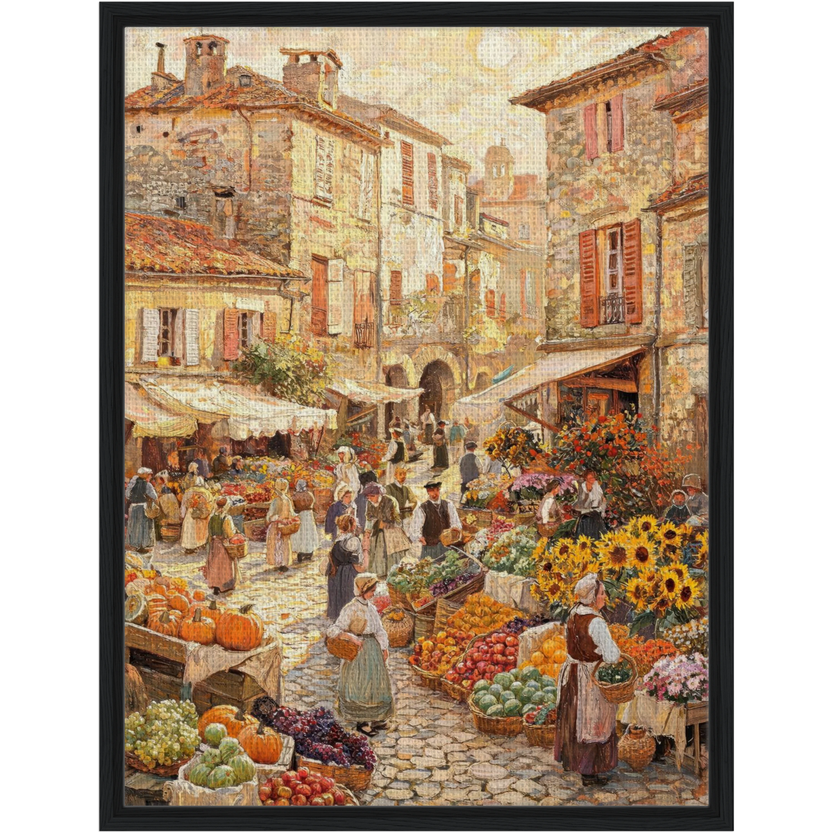 European Village Market Framed Canvas Wall Art | Gallery Style Decor