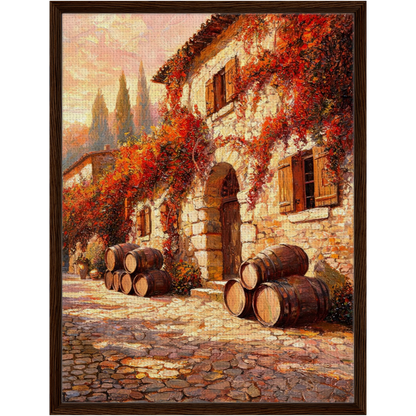 Autumn Stone Cottage Framed Canvas Wall Art | Gallery Style Decor