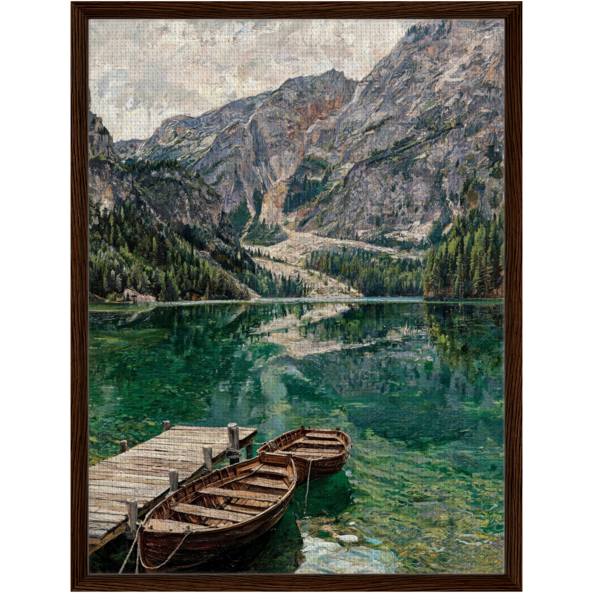 Framed Alpine Emerald Lake Canvas | Mountain Wilderness Decor