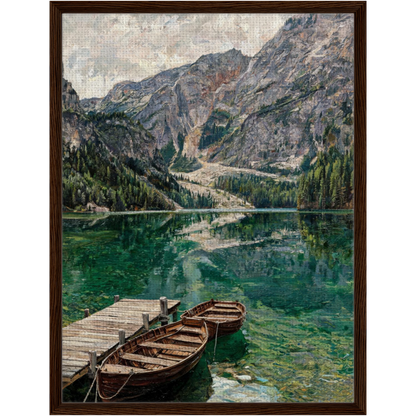Framed Alpine Emerald Lake Canvas | Mountain Wilderness Decor