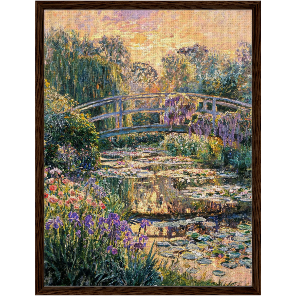 Japanese Bridge at Sunset Framed Canvas | Vintstep